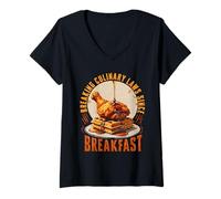 Womens Chicken and Waffles Breaking Culinary Laws Since Breakfast V-Neck T-Shirt