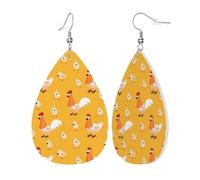 Womens Chicken Chick Print Leather Earrings Teardrop Dangle Earrings Jewelry Outfits Accessories