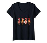 Womens Chicken Christmas - Lights - Farm Animal - Merry Christmas V-Neck T-Shirt