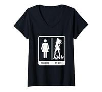 Womens Chicken Dad - Funny Father's Day Rooster My Wife Farmers V-Neck T-Shirt