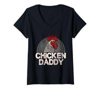 Women's Chicken Daddy Chickens Farmer Backyard Poultry Farming Humor V-Neck T-Shirt