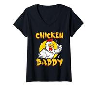 Women's Chicken Daddy Funny Farmer Backyard Poultry Raising Chickens V-Neck T-Shirt
