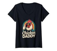 Womens Chicken Daddy Proud Coop Keeper V-Neck T-Shirt