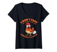 Womens Chicken Dont Fart Just Whisper in My Pants Funny Farter Meme V-Neck T-Shirt