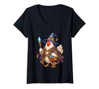 Women's Chicken Dressed As A Wizard Fantasy V-Neck T-Shirt