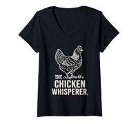 Women's Chicken Farmer Funny Farming The Chicken Whisperer V-Neck T-Shirt