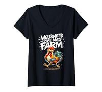 Women's Chicken Farmer Funny Rooster Farm Living V-Neck T-Shirt