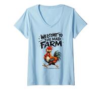 Women's Chicken Farmer Funny Rooster Farm Living V-Neck T-Shirt