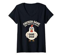Women's Chicken Game Don't Look at The Chicken Funny V-Neck T-Shirt