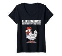 Women's Chicken Game Don't Look At The Chicken Funny V-Neck T-Shirt