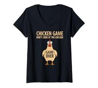 Womens Chicken Game Don't Look at The Chicken Game Theory V-Neck T-Shirt
