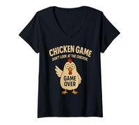 Womens Chicken Game Don't Look at The Chicken V-Neck T-Shirt