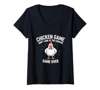 Womens Chicken Game Don't Look at The Chicken V-Neck T-Shirt