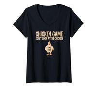 Womens Chicken Game Theory Design Don’t Look at The Chicken Funny V-Neck T-Shirt