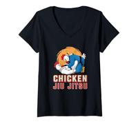 Womens Chicken Jiu Jitsu Costume Martial Arts Lover Trainer Farmer V-Neck T-Shirt