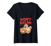 Womens Chicken Karaage Don't Eat Me V-Neck T-Shirt