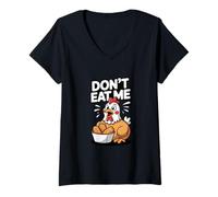 Womens Chicken Karaage Don't Eat Me V-Neck T-Shirt