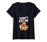 Womens Chicken Karaage Don't Eat Me V-Neck T-Shirt