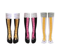 Women's Chicken Leg Socks 3-pack Cool Funky Animal Paw Cartoon Cosplay Chicken Leg Knee High Mid-calf Gift Socks (Muticolor-short, ONE SIZE)