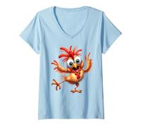 Womens Chicken Lover Dancing Anxiety Stress Crazy Chickens Lady V-Neck T-Shirt