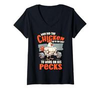 Womens Chicken Lover Fitness Why Did The Chicken Go to The Gym V-Neck T-Shirt