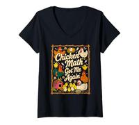 Women's Chicken Math Got Me Again Backyard Farm Chicken Meme V-Neck T-Shirt