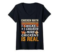 Women's Chicken Math One Chicken Plus One Chicken More Chickens V-Neck T-Shirt
