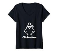 Womens Chicken Mom Cute Minimal Backyard Poultry Lovers Design V-Neck T-Shirt