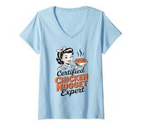 Womens Chicken Nugget Expert Retro Pop Art Comic Style V-Neck T-Shirt