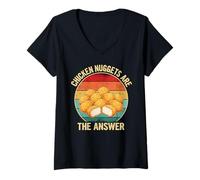 Womens Chicken Nuggets are The Answer Fast Food Fan V-Neck T-Shirt