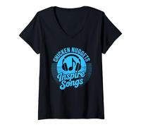 Womens Chicken Nuggets Inspire Songs Funny Meme V-Neck T-Shirt
