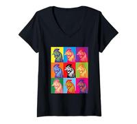 Womens Chicken Pop Art Kids Men Women Chicken Lover Farmer V-Neck T-Shirt