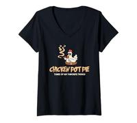 Womens Chicken Pot Pie My Favorite Things Pot Smoker Fun Men Women V-Neck T-Shirt