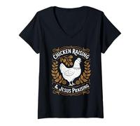 Womens Chicken Raising And Jesus Praising Apparel For Christian V-Neck T-Shirt