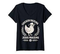 Womens Chicken Raising Jesus Praising V-Neck T-Shirt