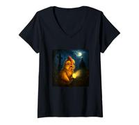 Womens Chicken Scary Horror Night Flashlight Halloween Ghost V-Neck T-Shirt