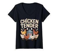 Women's Chicken Tender Funny Chicken Farmer Pun Humor V-Neck T-Shirt