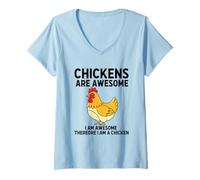 Women's Chickens are Awesome I Am Awesome Therefore I Am A Chicken V-Neck T-Shirt