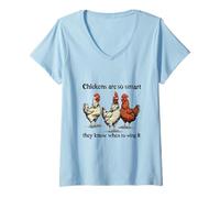Women's Chickens are So Smart They Know When to Wing It Pun V-Neck T-Shirt