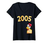 Womens Chickens Congratulations Happy Birthday 2005 V-Neck T-Shirt