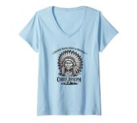 Women's Chief Joseph Thunder Rolling Down the Mountain History V-Neck T-Shirt