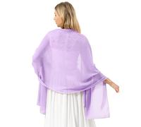 Women's Chiffon Bridal Shawls Prom Stole Wraps for Bridesmaids Wedding Party Evening Dress Lavender S