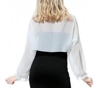Women's Chiffon Cardigan Long Sleeve Open Front Cropped Cardigan Jacket