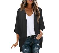 Women's Chiffon Cardigans Clearance for Ladies Tie Dye 3/4 Sleeve Casual Chiffon Tops Spring Summer Solid Open Front Blouse Tops 2024 Thin Lightweight Breathable Elegant Kimono Cardigan S-XXL