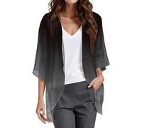 Women's Chiffon Kimono Cardigans Beach Cover Up Tops 3/4 Sleeve Shawl Open Front Floral Boho Beachwear Casual Loose Lightweight Swimwear Swimsuit Body Wraps Suit Puff Sleeve Buttons Cardigan