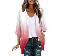 Women's Chiffon Kimono Cardigans Plus Size Beach Cover Up, 3/4 Sleeve Bikini Shawl Open Front Boho Beachwear Casual Loose Lightweight Swimwear Swimsuit Body Wraps Suit Beach Swimwear Capes