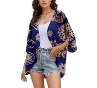 Womens Chiffon Kimono Jacket Loose Fit Spring Top Blouse Bikini Cover Up M