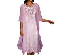 Womens Chiffon Maxi Dress Floral Print Flowy Irregular Hem Sleeveless Dress with Long Jacket 2 Piece Set Wedding Guest