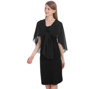 Womens Chiffon Shawls and Wraps, Wedding Party Shawl Scarf for Evening Dresses, Black, One Size