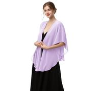 Womens Chiffon Shawls and Wraps, Wedding Party Shawl Scarf for Evening Dresses, Lilac, One Size